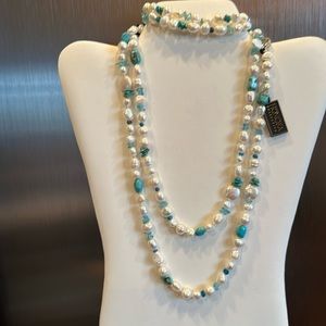 Set of 3 NWT Honora baroque pearls with organic shaped turquoise
